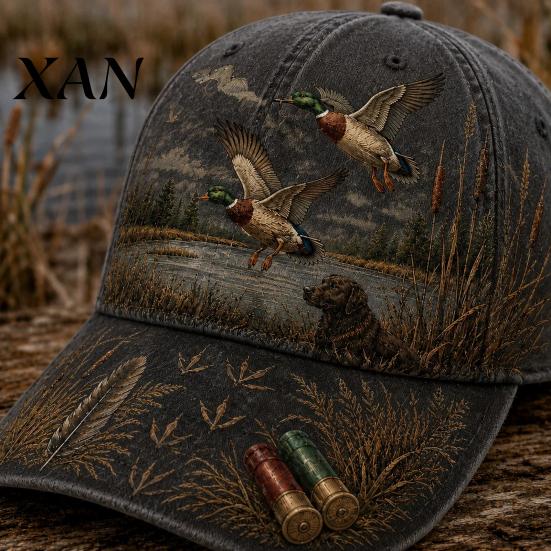 Cappello da Escursionismo con Visiera Curva, Cappellino da Baseball Vintage da Caccia, Cappello con Motivo Cane da Anatra, Traspirante, Assorbe l'Umidità, Regolabile, Regalo per Appassionati