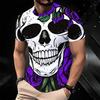 Women Short Sleeve Crew Neck T Shirt Black White Silvery Tropical Palm Leaf All Over Print Top
