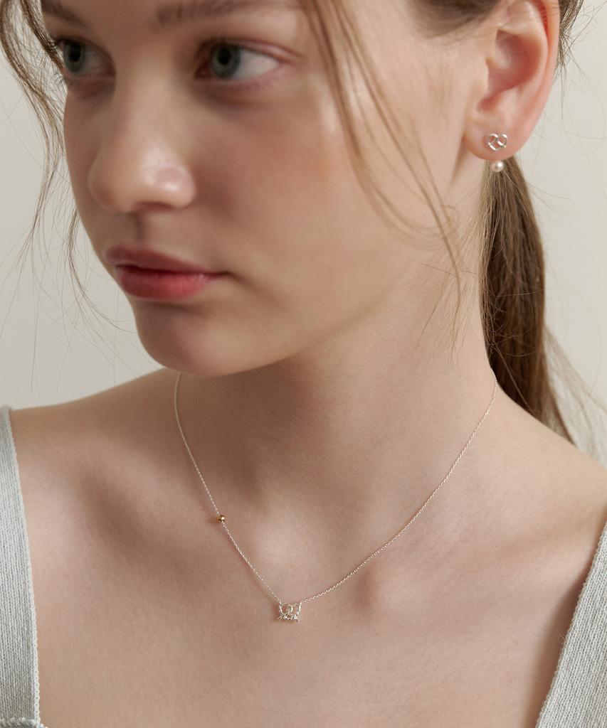 Tatiana (Silver 925) Pretzel Heart And Ball Necklace Nz2181