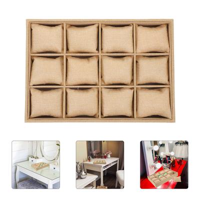 1Set Jewelry Organizer Tray Bracelet Display Holder Watch Tray Soft Lining Desktop Storage Space-Saving Multi-Grid Design