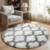 Round Shaggy Rug for the Living Room DECOR Non-slip Soft Fluffy 120x120 White Lantern