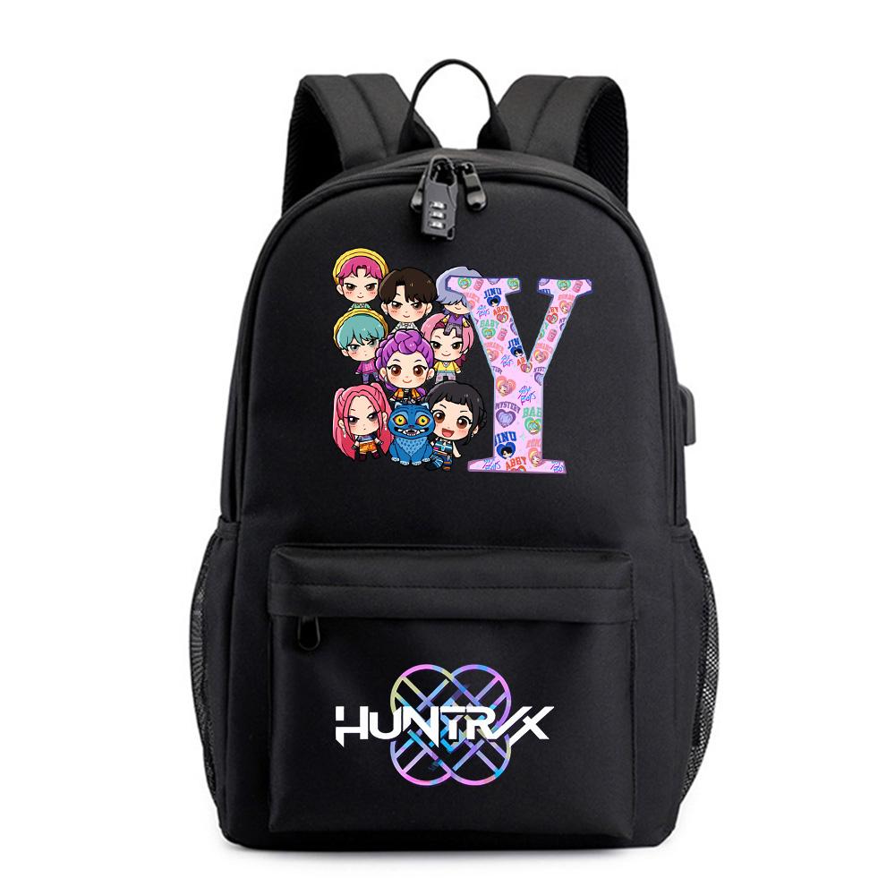 26 English Letter K-Pop Printed Backpack for Teenager Student Girl Boy Bookbag Schoolbag Women Large Capacity Waterproof Travel Bag Kid Gift