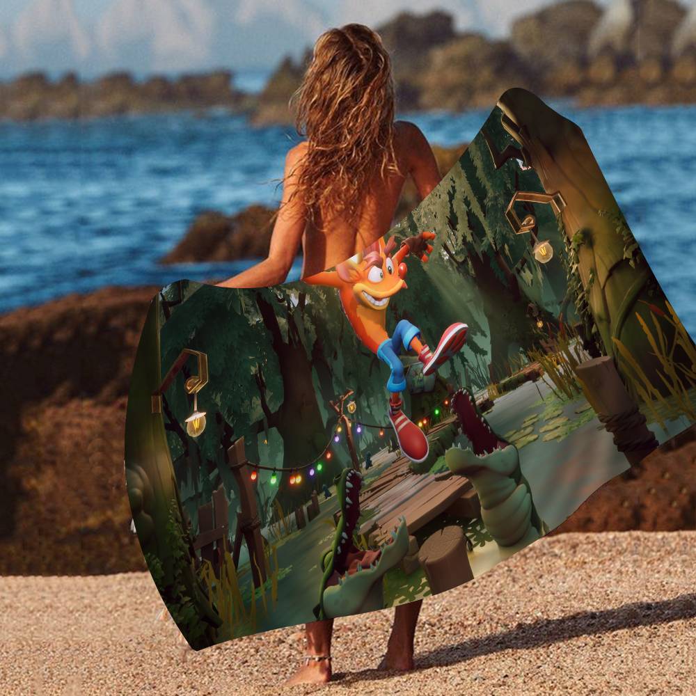 Game Crash-Bandicoot Beach Towel Colorful Bath Towels For Girl Microfiber Quick Dry Custom Sand Free Beach Yoga Spa Gym Pool