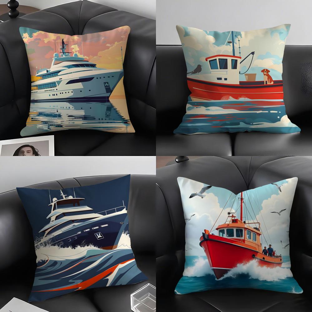 Ships Cushion Cover Pillowcase Ultra Soft Skin Friendly Fabric Cloud Like Comfort & Concealed Zipper