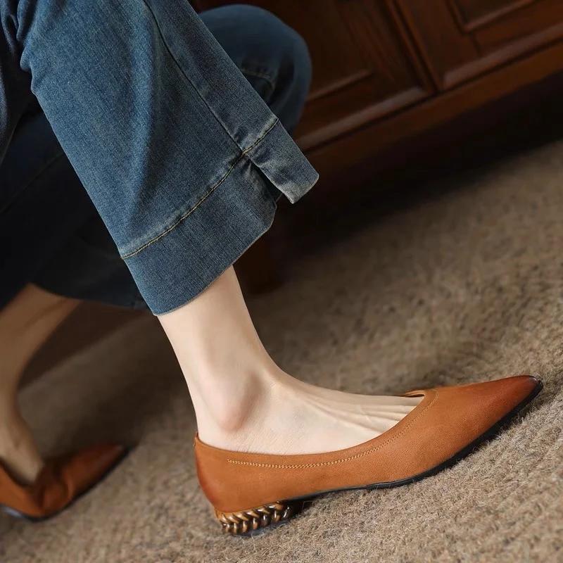 Fashion Design Shiny Women's Shoes Leather Pointed Toe Women's High Heels Pumps Working Women's Shoes Comfort Flats Heels Women