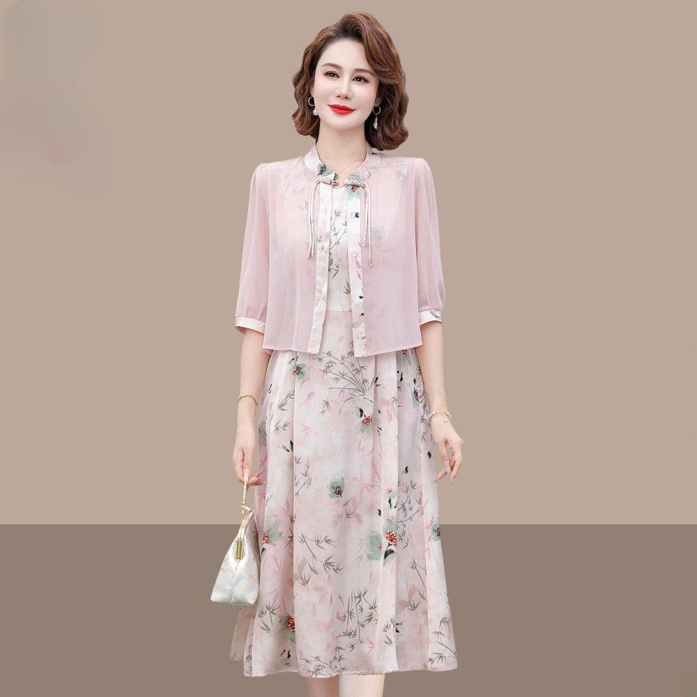 

Высококачественный летний комплект в китайском стиле для женщин, утягивающий, из двух частей, модный и элегантный 5XL розовый