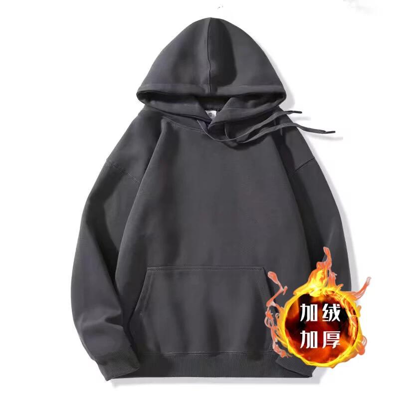 Men S Thick Fleece Lined Hooded Sweatshirt American Street Style