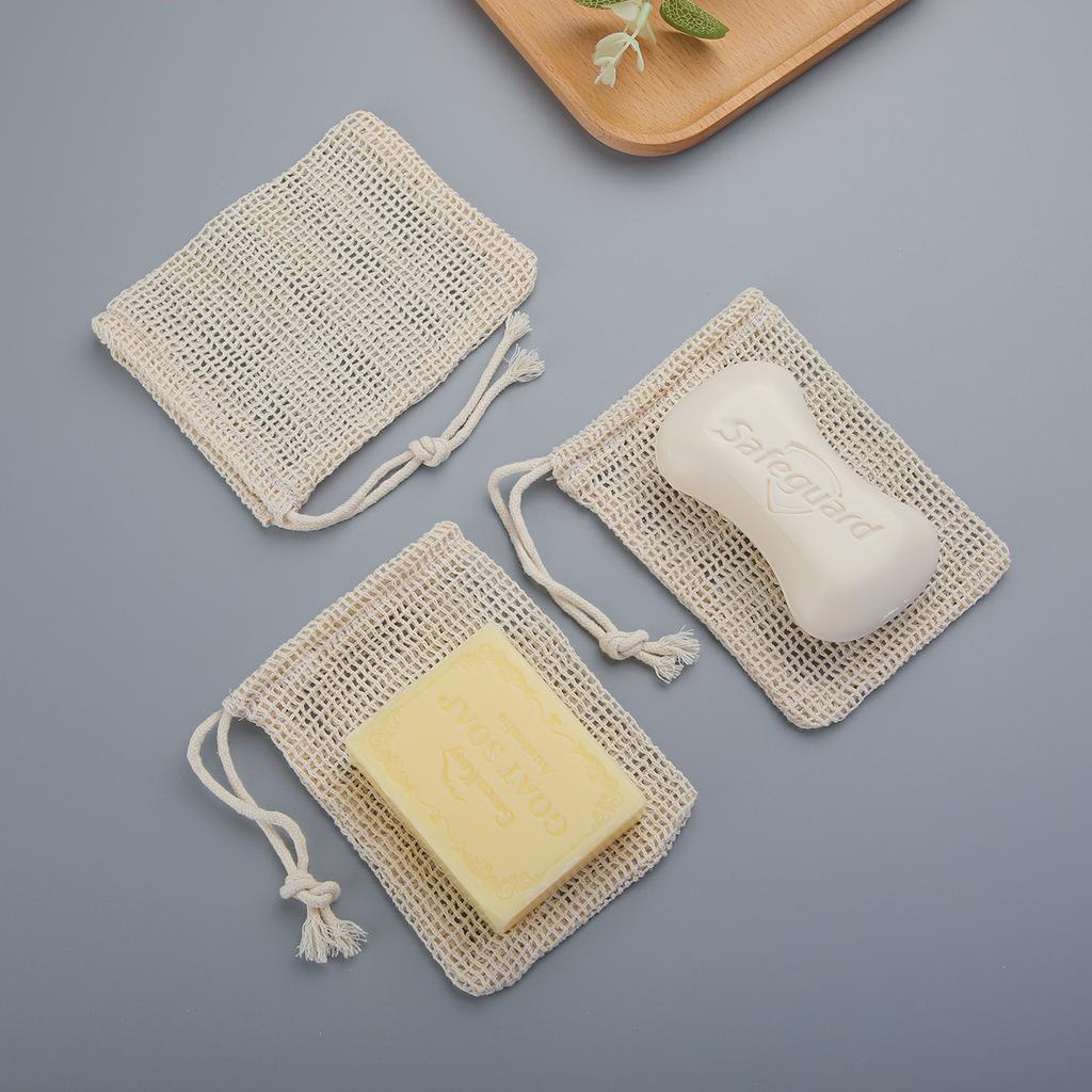 Natural Cotton Soap Saver Bag, 3 Pieces Eco-friendly Handmade lathering Cotton Mesh Soap Pouch For Body Cleansing Skincare