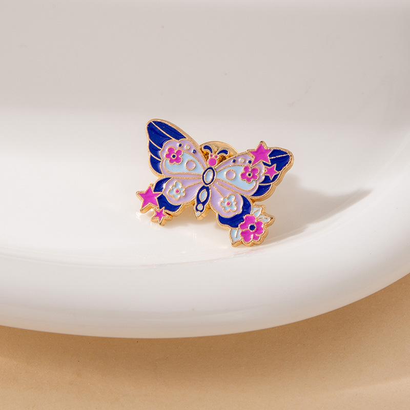 Creative Cartoon Flower Colorful Butterfly Shape Animal Brooch Fashionable Versatile Corsage Niche Personalized Alloy Badge