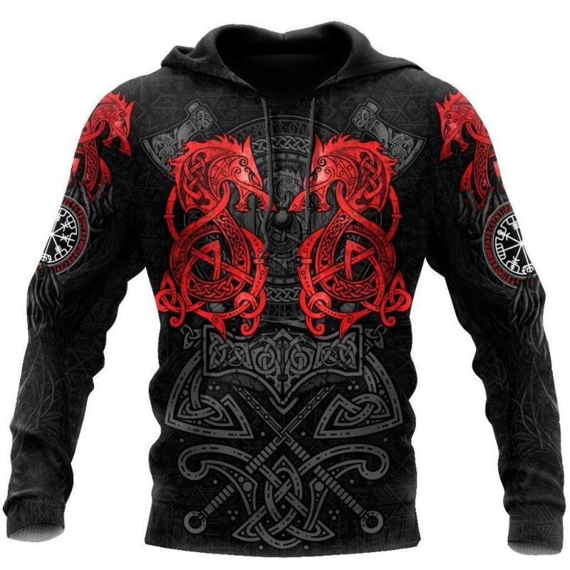 Tattoo Skeleton Cross Terror Red 3D Printed Men's Oversized Hoodie Sweatshirt Autumn Casual Tracksuits Bad Wolf Animal Clothing