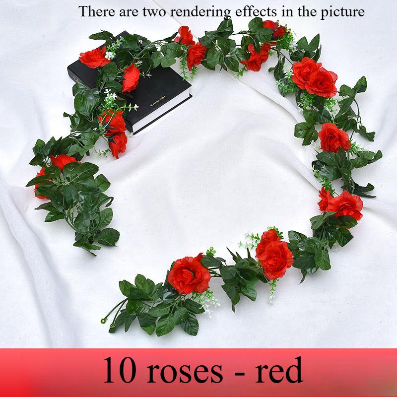 Silk Artificial Rose Vine Hanging Flowers for Wall, Rattan Fake Plants Leaves Garland, Wedding Home Garden Arch Decoration