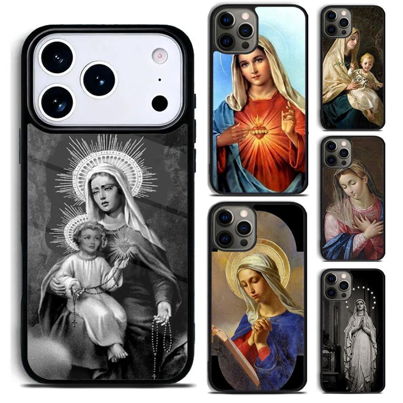 Virgin Mary Christian Phone Case For iPhone 17,16e,15,14,13,12,11,Mini,Pro,MAX soft Silicone Cover