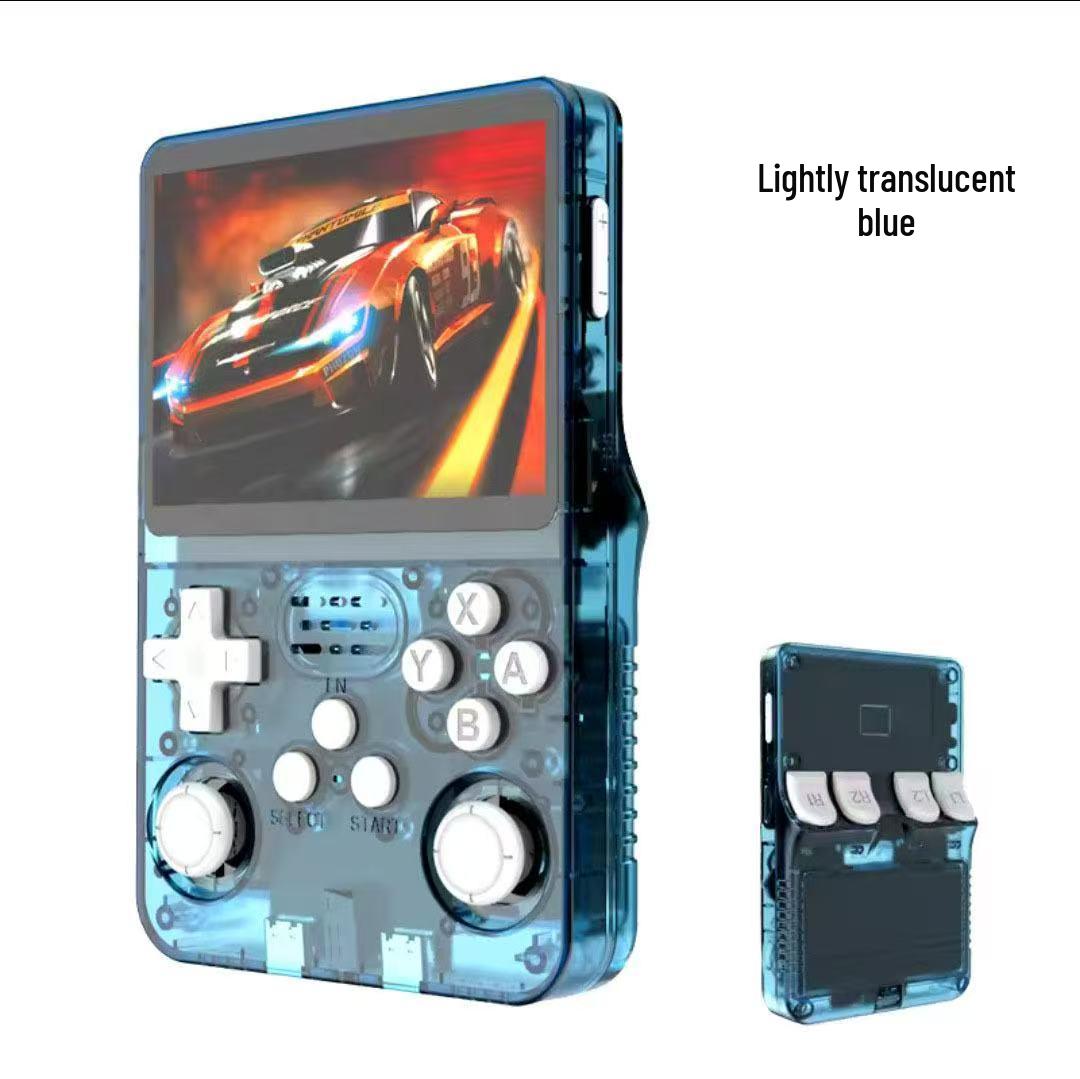

«R36S Ретро Портативная Игровая Консоль: Ностальгическая аркада и симулятор игры для PS5 Light Blue (White Buttons)