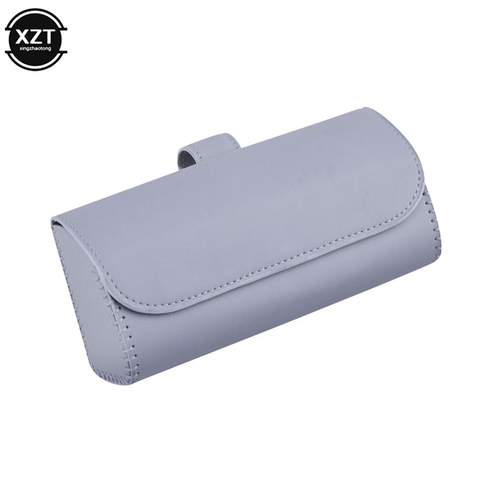 PU Leather Car Visor Sunglasses Case Clip Hanger Magnetic Fastener Sunglasses Holder Storage Box Eyeglasses Holder Car Interior