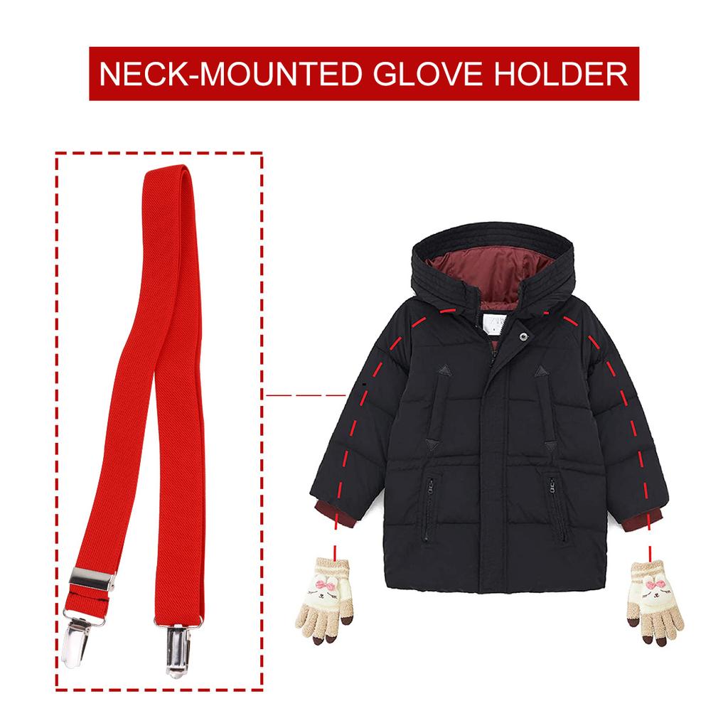 2pcs Children Adjustable Elastic Gloves Catcher Glove Clip Holder For Outdoor Winter Sports Mittens Clip Hat Hanger Red