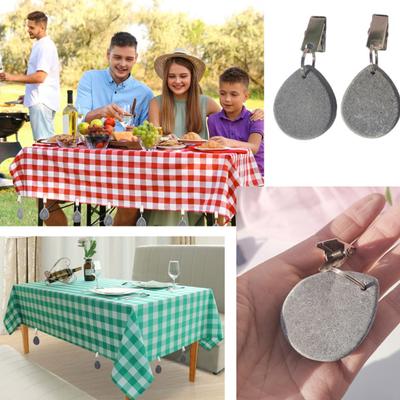 4/5/6/7/10Pcs Teardrop Shape Tablecloth Weight, Marble Tablecover Weight with Metal Clip, Pendant Stone for Outdoor Garden Party Picnic Table Covers
