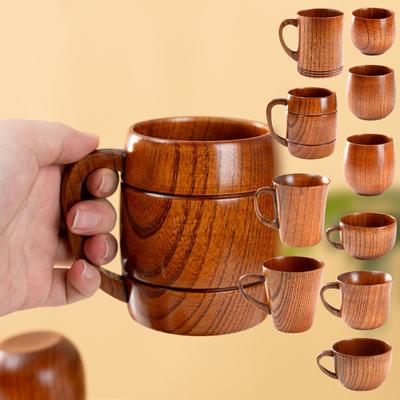 Bira Kupası Ahşap Kahve Kupası Ahşap Yaratıcı Kupa Saplı Kupa Yüksek Sıcaklığa Dayanıklı
