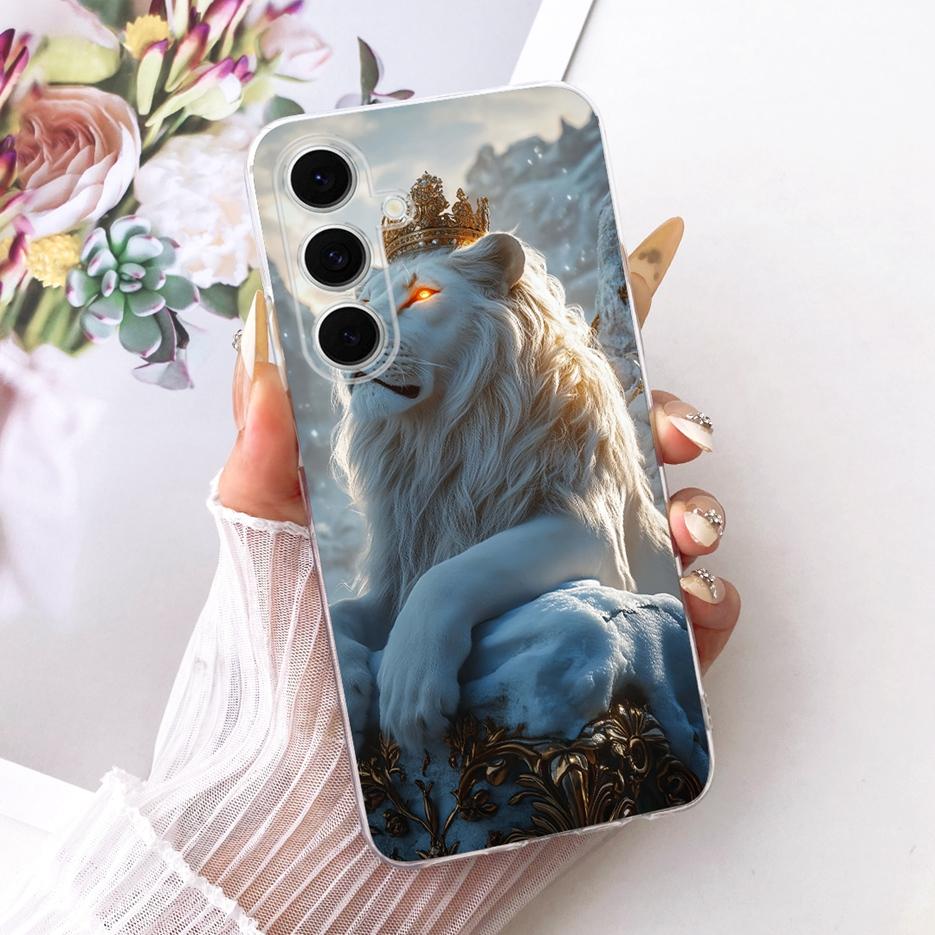 For Samsung Galaxy S24 FE Case S24 Plus Cute Lion Fashion Painted Cover Soft Silicone Case For Samsung S24 Ultra S 24 S24+ Shell