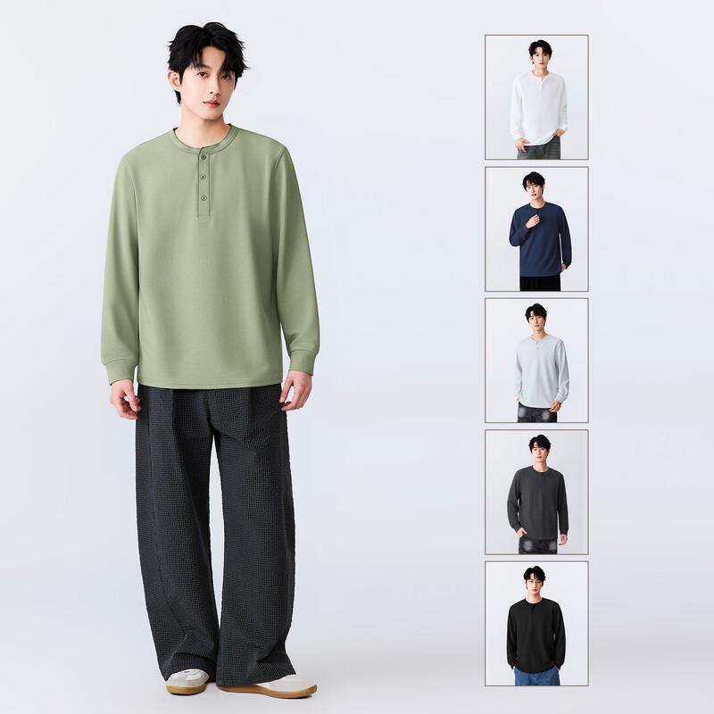 MINISO Men's Waffle Knit Henley Shirt