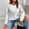 2025 Women's Versatile Solid Color Textured Loose Drop Shoulder Sweatshirt - Spring & Autumn Style