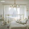 1PC LOZUJOJU French Style Gold Thread Embroidered Sheer Curtain Romantic Style Luxury Tulle for Living Room Bedroom Balcony Window Home Decor