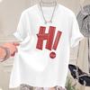 Women's 2024 Summer Pure Cotton Short-Sleeve Loose Fit Fashionable Top with Stylish Letter Design