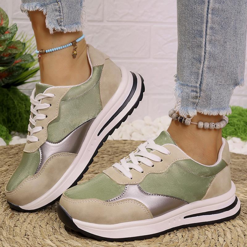 Fashion 2025 New Mix Color Platform Sneakers Women Comfortable Lace-Up Causla Sport Shoes Woman Fashion Non Slip Thick Sole Tennis Shoes