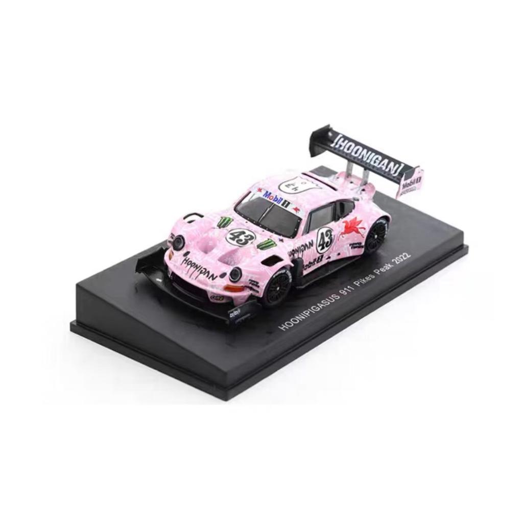 AABKQ1 Sparky 1:64 Porsche 911 Pink Flying Pig Livery 2022 Pikes Peak 43 Racing Car  Alloy Car Model