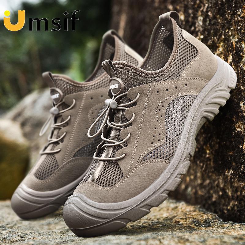 Férfi új nyári szabadtéri sportcipők légáteresztő hálós alkalmi cipők üreges cipők könnyű hálós cipők szandálok