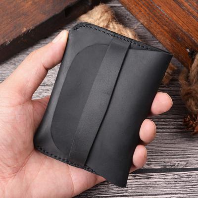 Porte-cartes bancaires ID rétro fait main Ultra-fin Compact Cartes de crédit Étui Pochette en cuir Crazy Horse