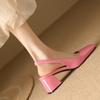 Elegant Slingback Sandals Women Summer Shoes Pink Black Nude Medium Heels Pumps Close Toe Office Party Shoe Female Large Size 45