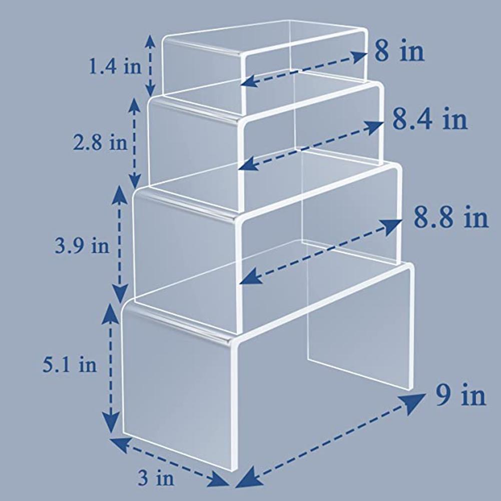 3pcs Clear Acrylic Display Risers Rack Stackable Cupcake Stand Showcase For Dessert Cosmetics