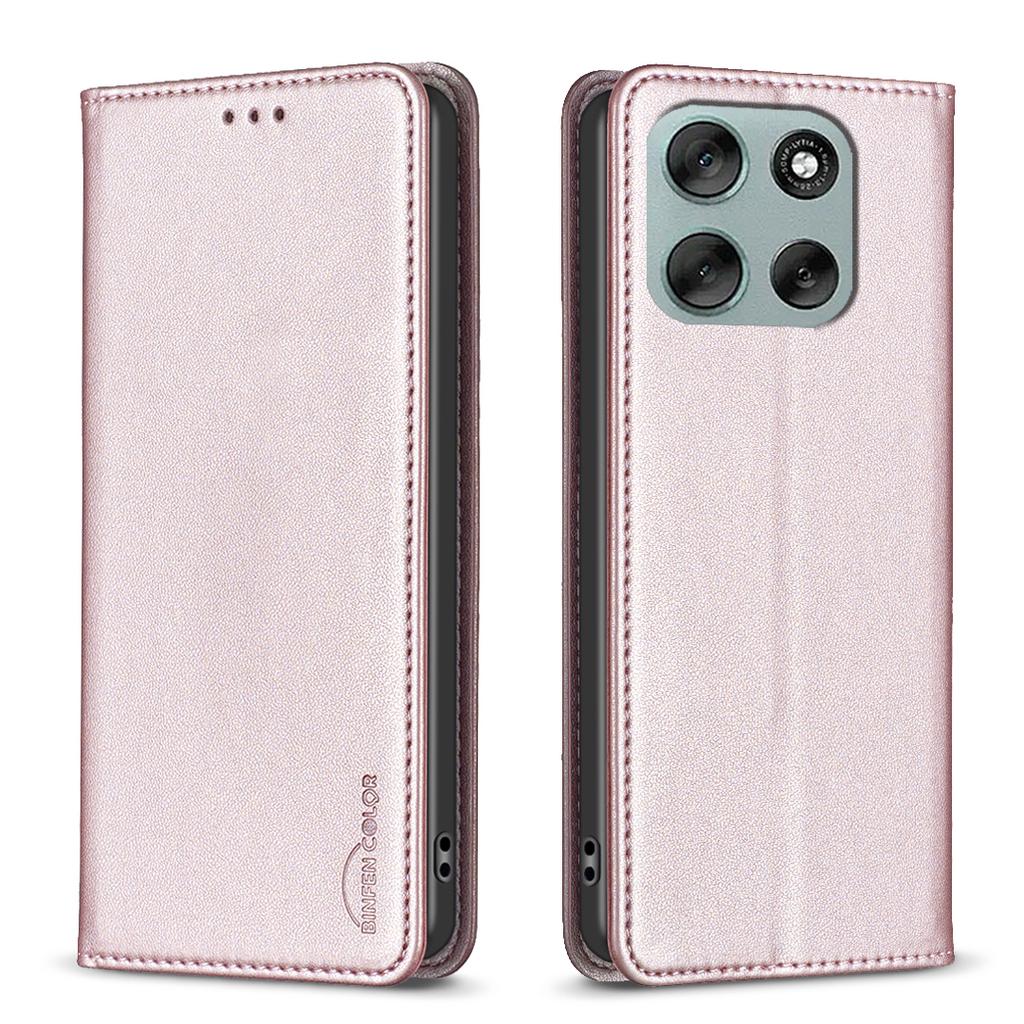 For Motorola Moto G56 5G Leather Case BINFEN COLOR BF18 Phone Stand Cover with Card Slots