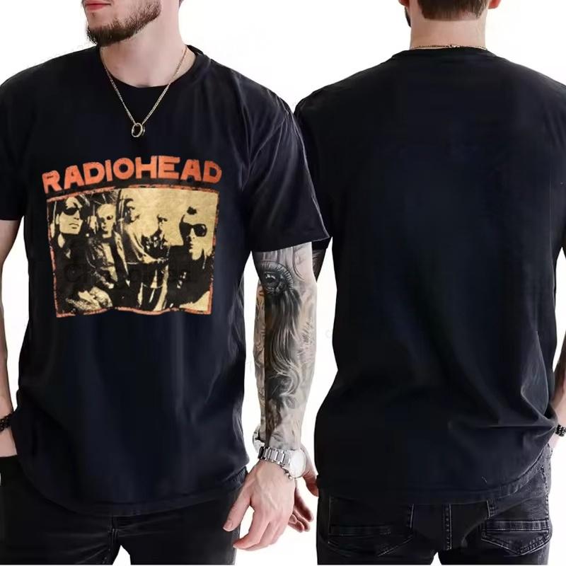 

Vintage Radiohead T Shirt Men Fashion T Shirt Cotton Tshirt Tees Short Sleeve T Shirt Rock Band Camisetas Men s Clothing Y2k ... S разноцветный