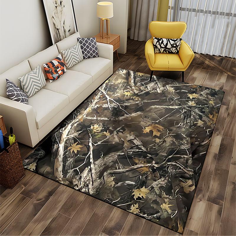 Camouflage Forest Pattern Carpet Suitable As a Non-slip Mat for the Living Room or Bedroom Sofa