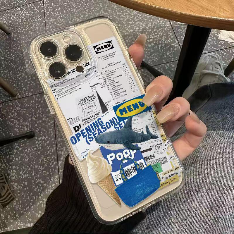 Ice Cream Cone Shark iPhone 17 Pro Max Compatible Soft Case for Apple 16/17 Pro, 15/14/13.