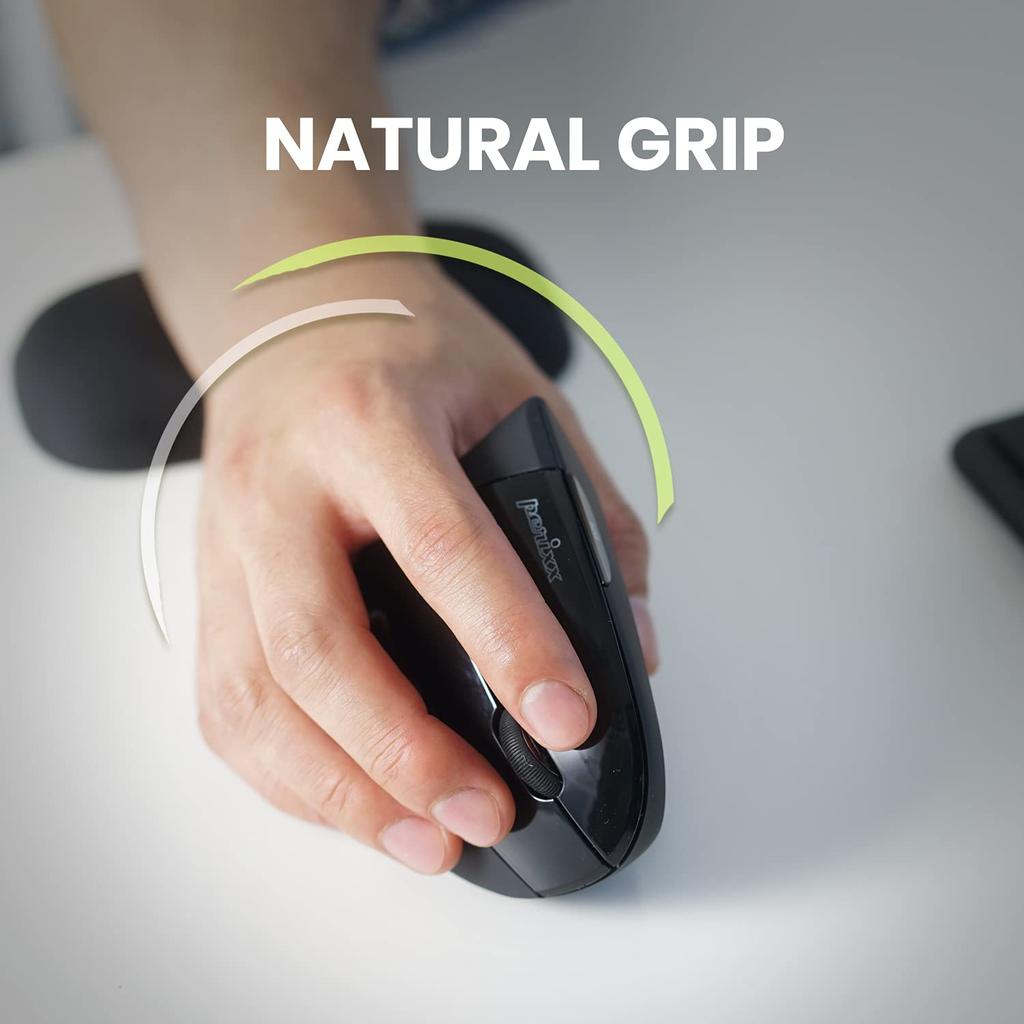 Perix PERIMICE-713 Wireless Ergonomic Mouse for Right Handed Users, Features Ultra-Small Nano Receiver, Power Switch, and Comfort for Extended Use