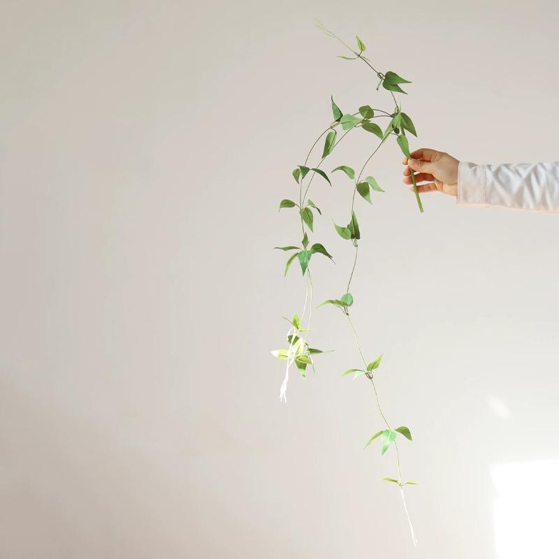 Artificial Decorative Leaves Clematis Rattan Wall Decoration Hanging Green Leaves Home Interior Green Wall