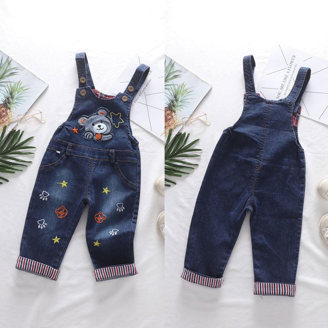 

Одинарные брюки мужские и женские детские джинсовые комбинезоны на весну и осень 90