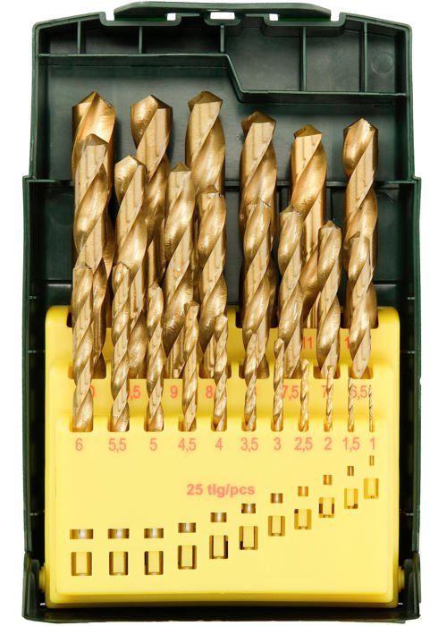 Bosch accessories 2607017154 hss jeu de forets pour le métal 25 pièces 1 mm, 1.5 mm, 2 mm, 2.5 mm, 3 mm, 3.5 mm, 4 mm,