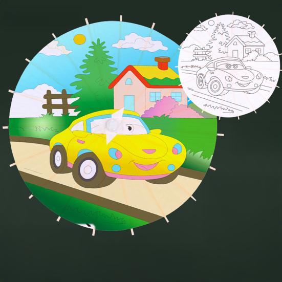 DIY Coloring Paper Umbrella with Bamboo Handle Handmade Chinese Oiled Paper Umbrella White Paper Umbrella Japanese Parasol Decoration