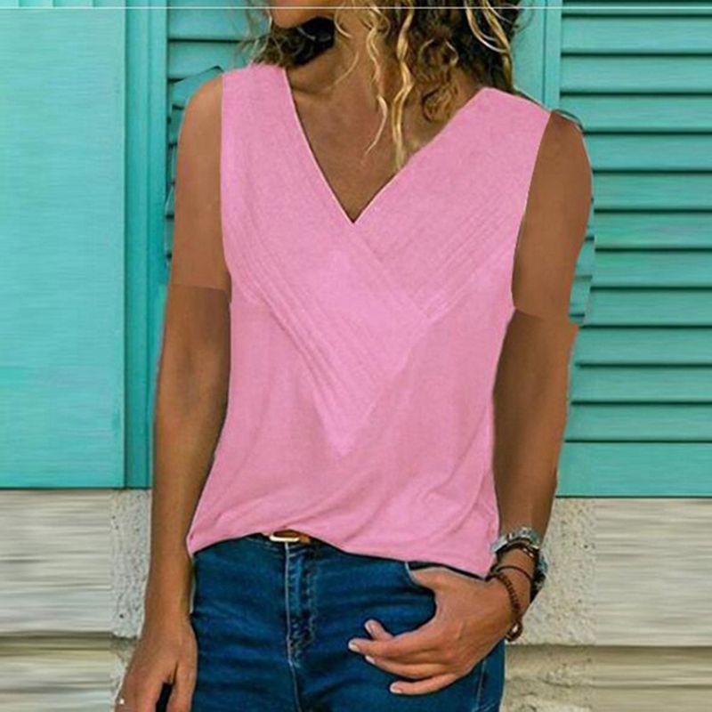 Premium Quality Women Sleeveless Blouse Vest Top Summer Casual V Neck Tank T-shirt Beach Shirts For Effortless Style