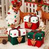 Caja de Regalo de Navidad Reno Árbol de Navidad Caja de Fieltro con Cinta Multifuncional Felpa Caja para Golosinas para Pequeños Regalos Snacks Christma