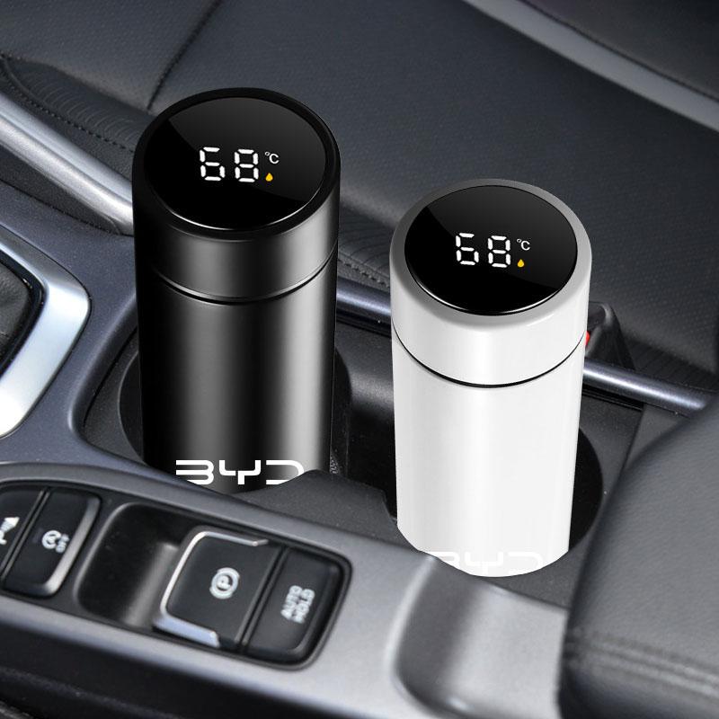1Pcs Car Stainless Steel Intelligent Temperature Insulation Cup For BYD Qing Song Tang Yuan F3 I3 F0 F6 S6 S8 E5 E6 G3 G6 L3 S7
