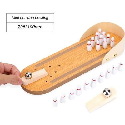 Juego de mesa - Mini Juego de Bolos de Madera - 295x100 mm - Para niños a partir de 3 años - Interior