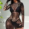 Sexy Crotchless Lingerie Women Hollow Bodysuit Baby Doll Dress Deep V Lace Underwear Open Crotch Pajamas Erotic Adult Female Sex Game Costumes