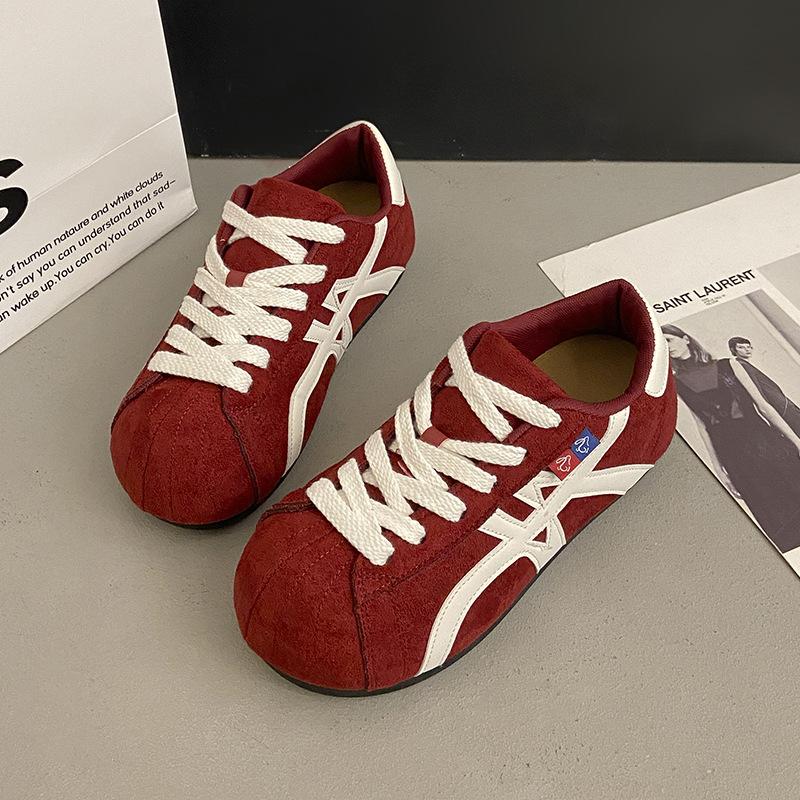 

Ретро обувь на плоской подошве в цветовой гамме Майяра женская 2025 осень новая с внутренней платформой для увеличения роста повседневная спортивная тренировочная обувь «Форрест Гамп» 40 бордовый