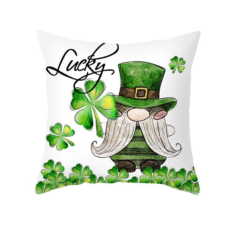 St. Patrick's Pillow Cover for Home Sofa Peach Skin Printed Cushion Cover National Day Pillow Cover