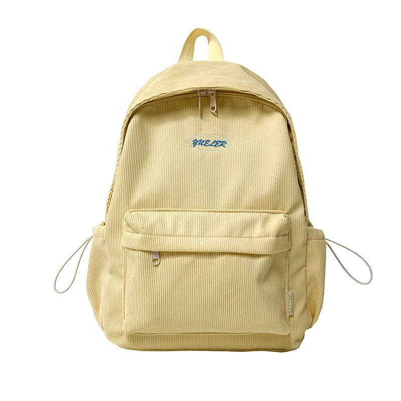 Cute Girl Backpack Nylon School Bag With Solid Color And Letter Embroidery Design For Daily Use