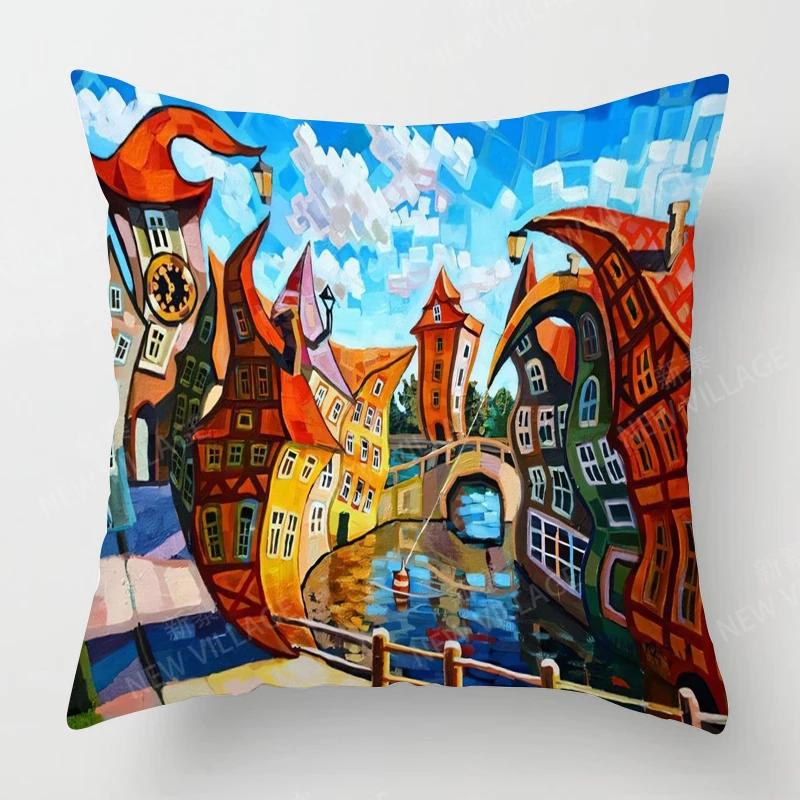 Home Living Room Decoration Cushion Covers Vintage Oil Painting Style Throw Pillow Cover45*45 Pillowcase 40x40cm 50x50 45x45